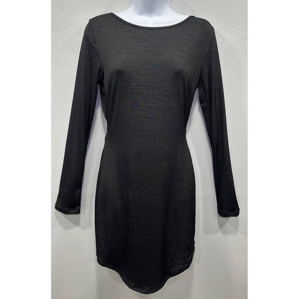 Windsor Mini Dress Women's Size Large Black Long Sleeve Short Fitted Open Back